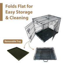 Ellie-Bo Black Standard Small 24-inch Folding 2-Door Dog Cage/Crate with Metal Tray