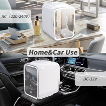 YASHE Mini Fridge for Bedroom, Skincare Fridge with LED Light Mirror, 4L Small Fridge Portable,220V AC/ 12V DC Thermoelectric Warmer & Cooler for Car