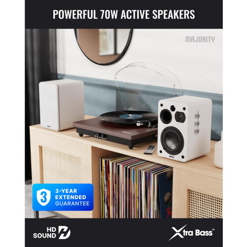 MAJORITY D70X Active Bluetooth Bookshelf Speakers | Powered Stereo Speakers 1