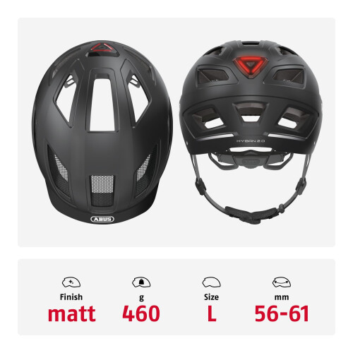 Abus Casque de vélo - ABUS - HYBAN 2.0 - Coque ABS - Réflecteurs - Lumière LED intégrée 2