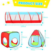 Kids Play Tent with Ball Pit+Crawl Tunnel+Castle Tent, Pop Up Toddlers Playhouse for Boys and Girls Gift, Collapsible Children Toy Indoor Outdoor Game