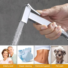 Ibergrif M22019 Handheld Bidet – Muslim Shower Shattaf for Toilet, WC & Personal Hygiene, Chrome, Complete Kit with Hose and Shut-Off Valve