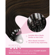YoungSee Micro Beads Hair Extensions Brown Microloop Hair Extensions Real Human Hair Dark Brown Ombre Medium Brown Add Volume Cold Fusion Natural Look