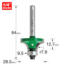 Trend CraftPro Bearing Guided Round Over Router Cutter 14 Inch Shank 7