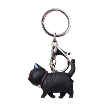Charmant accessoire de porte-clés en forme de chat-Noir