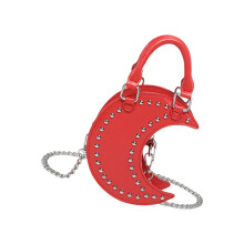 Stijlvolle handtas met halve maan, elegante-Rood