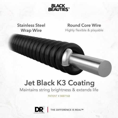 DR Strings BLACK BEAUTIES Series 5 String Bass Strings - Medium 45-125 1