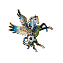 Elegant Rhinestones Horse Brooch Zinc Alloy Lapel-Blue