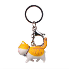 Trendy Cat Design Key Holder Charm Keychain-yellow and white