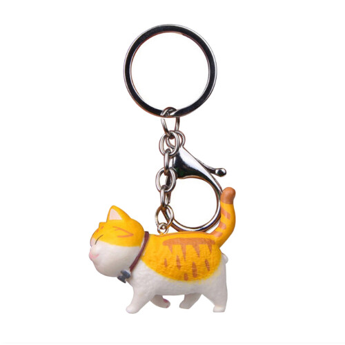 Cute Cat Key Ring Accessory Various Stylish-yellow and white
