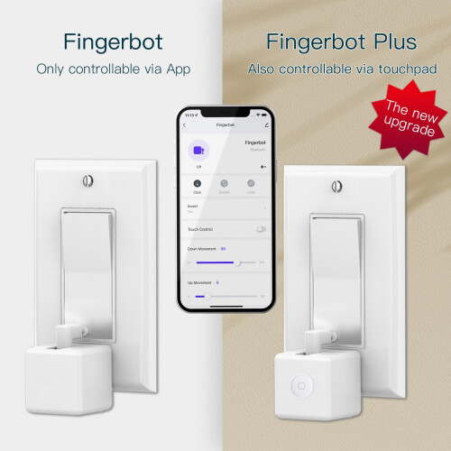 MOES BLE Fingerbot Plus Smart Switch Button Pusher - Upgrade With Touch Control, Compatible With Smart Life App, Remote Control, Voice Command, Timer, 1