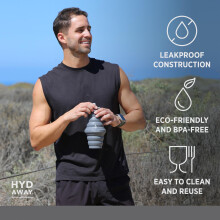 HYDAWAY Collapsible Water Bottle - 25oz I Reusable Water Bottle with Flip Top Lid for Travel, Hiking, Backpacking I Portable & Leakproof, Food-Grade S