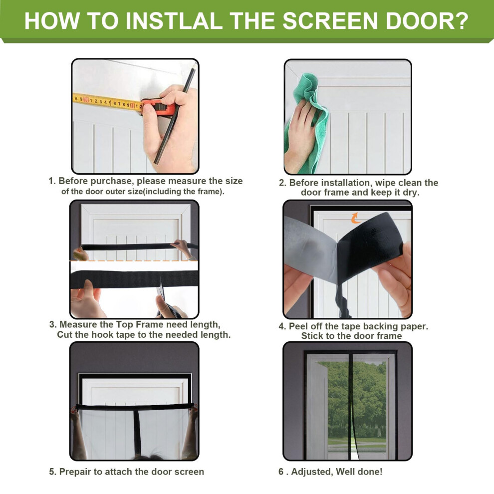 Risareyi Magnetic Fly Screens For Doors 120X230cm, Black Mesh Mosquito Net For Door And Window Closes Automatically Anti-Mosquito Bugs Insects For Pat 7754075108811