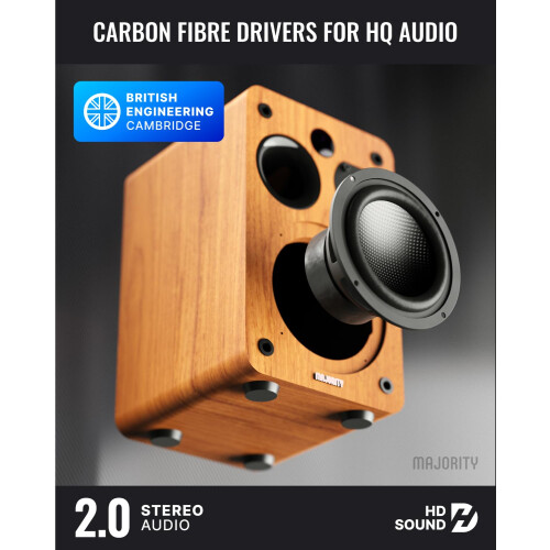 MAJORITY D70X Active Bluetooth Bookshelf Speakers | Powered Stereo Speakers 2