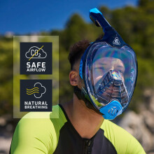 Cressi Bali Full Face Snorkel Mask - Panoramic Diving Mask - Dry-Top Snorkel Set for Adults - Leak-Free Scuba Equipment - White/Black - S/M