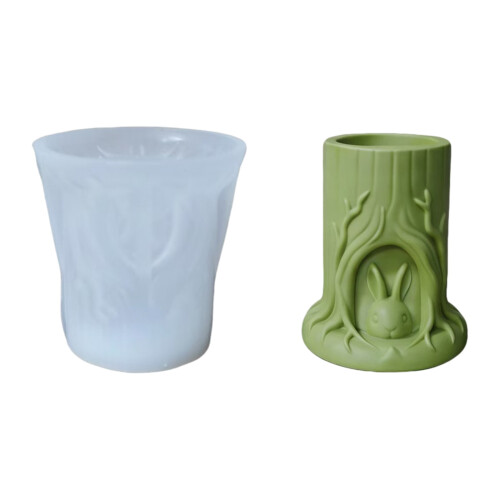 Kreative Baumstumpf-Kaninchen-Silikonform für