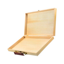 Houten kunstverfdoos met leren handvat, voor buiten schetsen in