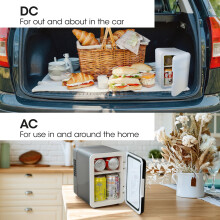 SLx Mini Fridge 4L, 6 Can Portable Fridge for Bedroom, Office, Car & Travel, Quiet 12V/AC/DC Cooler for Skincare, Cosmetics & Drinks (Black)