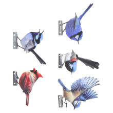 Packung mit 5 farbenfrohen Gartenvogel-Designs aus Metall für