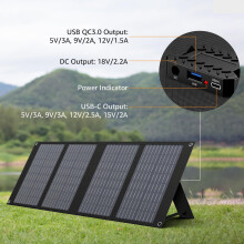 SinKeu 40W Portable Solar Panel with 3 Outputs, 18V DC/USB/Type-C PD30W, 3.3LB Light Weight & Foldable Monocrystalline Solar Charger for Phones, Power