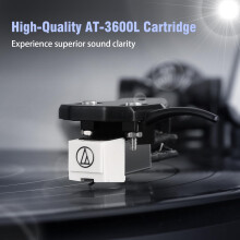 1 BY ONE High Fidelity Record Player, All-in-One Turntable with Built in Speakers Phono Preamp, Magnetic AT-3600L Cartridge, RCA Output, Belt Drive 2-