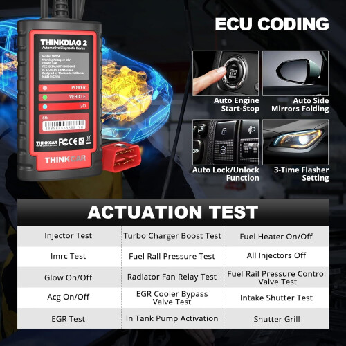 thinkcar OBD2 Diagnostic Tool,ThinkDiag 2 OBD2 Scanner Bluetooth 5.0 for iOS & Android, All System & 15+ Reset Functions, Car Diagnostic Tool with CAN 2