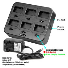 Retevis RT24 Charger Six-Way Charger for RT24 RT21 Walkie Talkie, Can Charge 6 Two Way Radios or 6 Batteries, Multiple Protections, Safe and Efficient