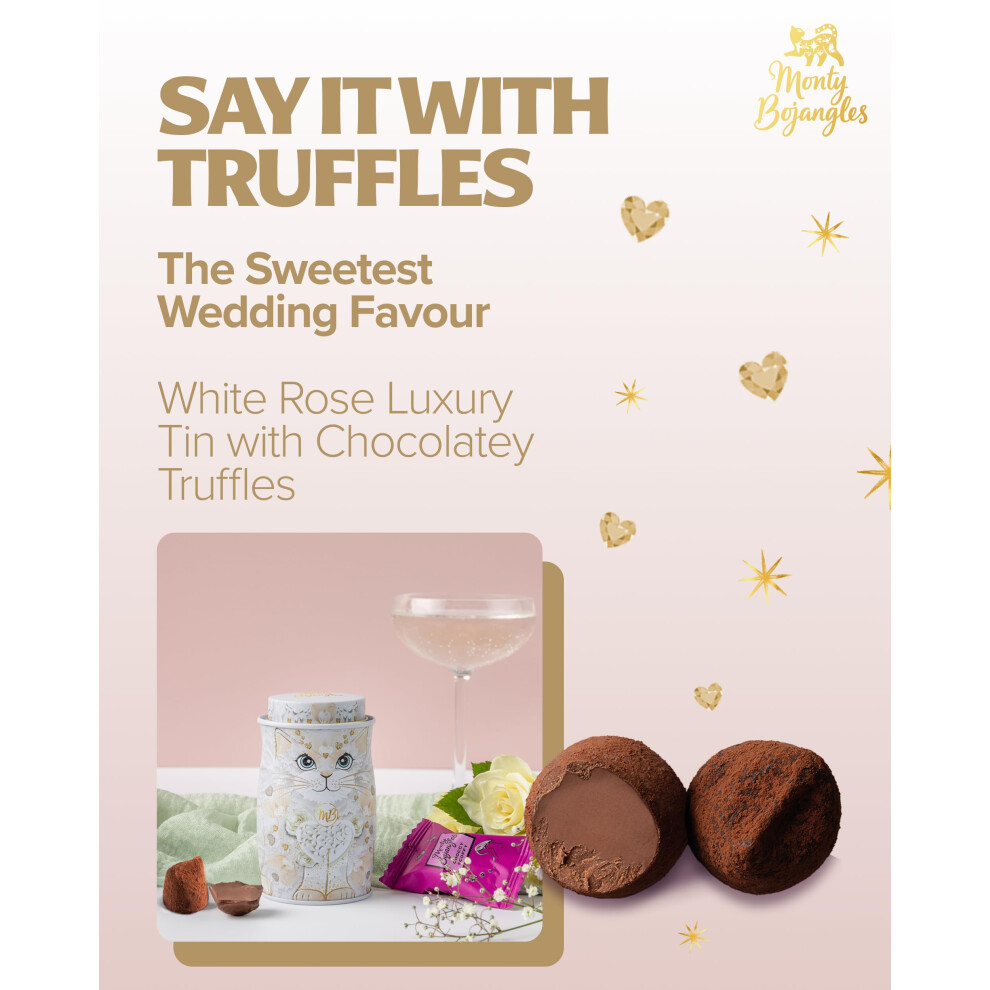 Monty Bojangles White Cocoa Dusted Chocolate Truffles Kit Tin (36G - Rose) Luxury Chocolatey Truffles - Collectable Mini Kit-Tin, Wedding Favour, Tru
