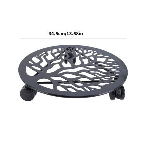 Iron Rolling Plant Bracket With Caster Round Iron Flower Top 2
