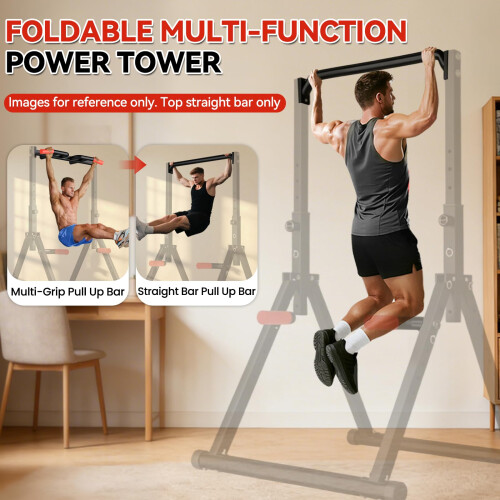 WATBKHE Power Tower Pull Up Dip Station Foldable, Pull Up Bar Station Adjustable, Multi-Function Home Gym, Strength Training Fitness Equipment (Black- 1