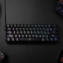 Redragon K630 Dragonborn 60% Wired RGB Gaming Keyboard, 61 Keys Compact Mechanical Keyboard with Red Switch, Pro Driver Support, Black