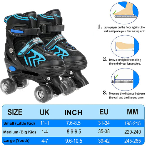 Adjustable Kids Roller Skates with Light Up Wheels, Fun Illuminating 1