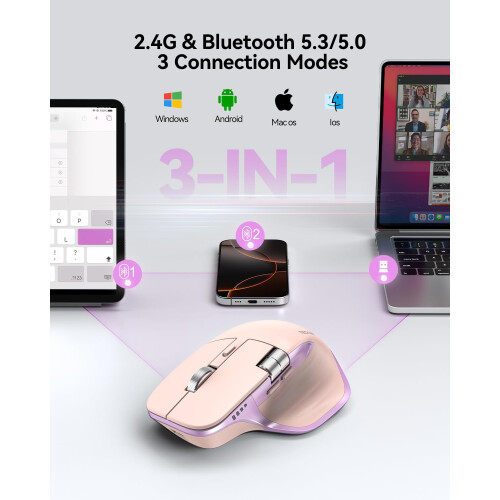 TeckNet TECKNET Wireless Mouse, Bluetooth Mouse with Thumb Scroll, Rechargeable Mice, Dual Bluetooth 5.3 & 2.4GHz, Ergonomic, 4800DPI Adjustable, Silent Click 1