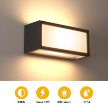 HLFVLITE LED Outside Wall Light, Aluminum Outdoor Wall Lamp Exterior Wall Sconce, IP54 Waterproof, 870LM 3000K Warm White, Anthracite Gray