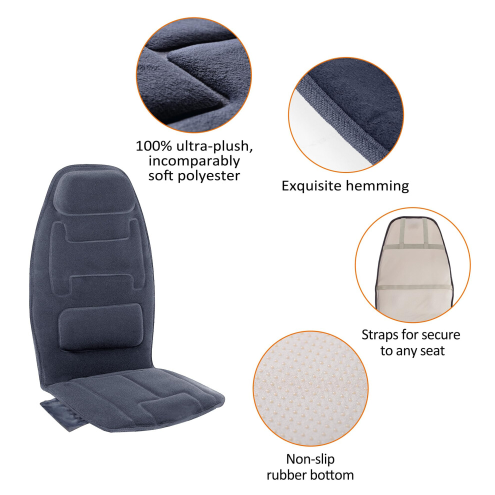 Snailax Massage Seat With Heat, Back Massager With 10 Vibration Massage Motors, Electric Massage Chair Pad, Deep Tissue Back Support Pad For Home Offi
