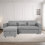 (Grey Linen) 4 Seater Reversible Sofa Bed Storage Sofa Bed Pull-Out Sleeper Corner L-Shaped UK 5