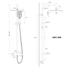 Rainsworth Thermostatic Shower Column, Stainless Steel Shower Head 30 x 30 cm, 3 Jet Shower Head, Height Adjustable Rain Shower, Shower Set with Mixer