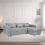 (Grey Linen) 4 Seater Reversible Sofa Bed Storage Sofa Bed Pull-Out Sleeper Corner L-Shaped UK 6