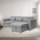 (Grey Linen) 4 Seater Reversible Sofa Bed Storage Sofa Bed Pull-Out Sleeper Corner L-Shaped UK 7