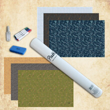 Path Gaming Double Sided Battle Grid Game Mat 36 X 24 Inches - 3 Mats, 6 Terrains, 4 Markers, 1 Eraser, and 1 Spray Bottle. Great for Dungeons and Dra
