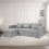 (Grey Linen) 4 Seater Reversible Sofa Bed Storage Sofa Bed Pull-Out Sleeper Corner L-Shaped UK 8