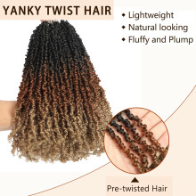 10 Packs Yanky Twist Crochet Hair 16 Inch Pre-twisted Natural Black Kinky Mini Spring Small Curly Senegalese Twist Braids Yankee (OT30/27(3 Tones Ombr