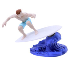 Trendy Swinging Surfer Muscle Men-standbeeld voor-Lichtblauw