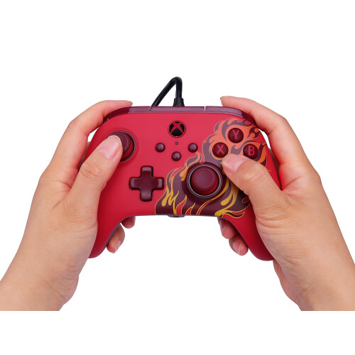 PowerA Advantage Wired Controller for Xbox Series X|S - Red Blaze, gamepad, wired video game controller, gaming controller, USB-C, Works with Xbox One 1
