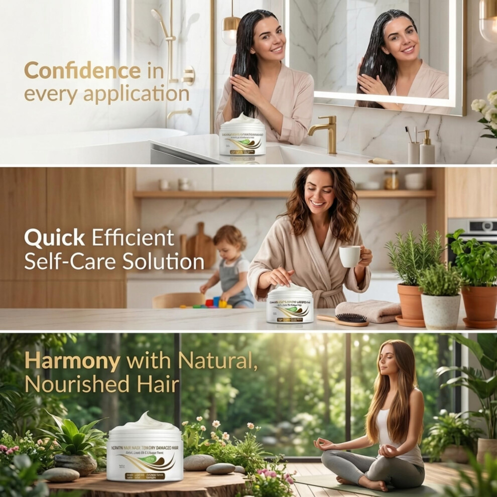 Vitamins Hair Cosmetics Keratin Hair Mask For Damaged Hair - Protein Keratin Treatment Deep Conditioner For Dry Locks - Collagen Biotin & Castor Oil R