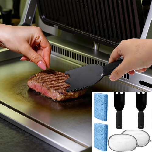 Ensemble de spatule de gril multi-usage et d'éponge de nettoyage 1