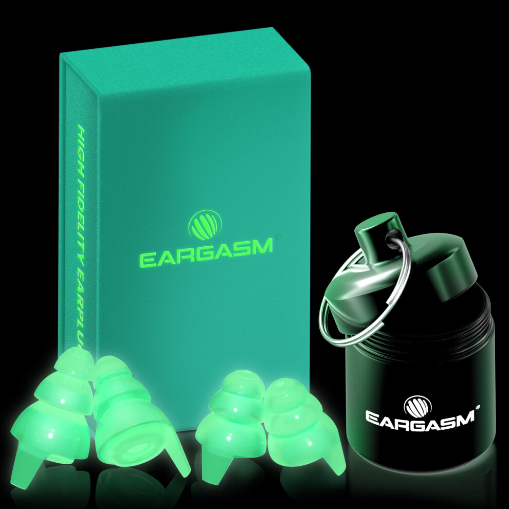 Eargasm High Fidelity Afterglow Glow-In-The-Dark Earplugs For Concerts, Festivals, Musicians, Djs, Night-Life Hearing Protection - Reusable Ear Plugs 850008091780
