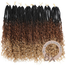 ZIYANGBABA Boho Goddess Braids Crochet Hair for Black Women 18 Inch 8 Packs Bohemian Crochet Braids Hair Extensions with Curly Ends Boho Box (1B/30/27