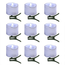 Lumânări tip pastilă fără flacără, cu clips, 3,6 x 3,6 cm, pachet de 9