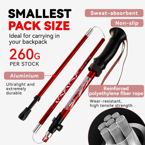 DOBESTS Folding Walking Poles 2 Pack, Lightweight Collapsible Hiking Poles 1